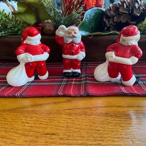 Vintage- Set of 3 Santa Claus Figurines - Gray Beard Christmas